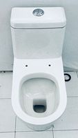 Nouvelle Conception Moderne WC Monobloc Blanc en Céramique à Poser au Sol avec Siphon en S et Abattant de Siège en PP
