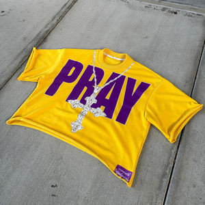 Camisetas Holgadas de Alta Calidad con Logotipo Personalizado, Estilo Urbano, 240g, Algodón Grueso, Serigrafía con Pedrería, Transpirables, para Hombre, Talla Grande - Product Image 1