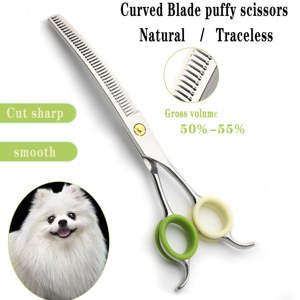 Ciseaux en acier inoxydable 440C durables de 7 pouces usage quotidien flexion vers le bas incurvé moelleux aplati pour le toilettage des animaux de compagnie ANAAIF - Product Image 4