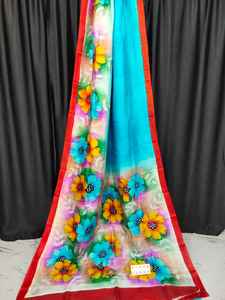 Blusa de Seda Murshidabad de 3 Capas, Ligera, Estampada a Mano, Tela de Algodón, Vestidos de Novia, Trajes para Niñas - Product Image 4