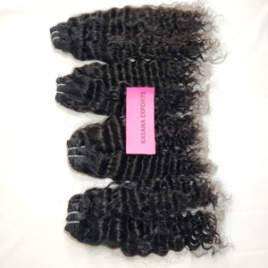 Venta al por mayor máquina de doble trama vietnamita Color Natural extensiones de cabello mujeres negro paquete cutícula alineados ondas rizos baratos - Product Image 3