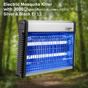 Red eléctrica antimosquitos con descarga de 3000V, plateada y negra EI 12 - Product Image 3