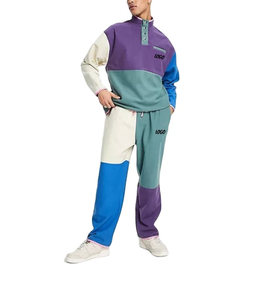 Vente en gros de sweatshirts de jogging pour jeunes hommes avec patchwork de plusieurs couleurs personnalisés tendance sweatshirts à capuche pour hommes survêtements à la mode - Product Image 1