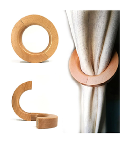 Vente chaude Bois Rideau Attache arrière Bois d'acacia avec design imprimé blanc à la main Rideau en bois embrasse anneau - Product Image 6