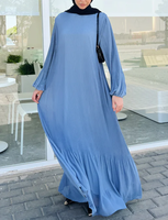 Robe musulmane YKD083 pour femmes, vêtements islamiques, hijabs, robe bleue ample traditionnelle, jupe large et fluide, élégante