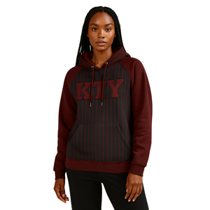 DST Delta Black Body Maroon Raglan Pinstripes Hoodie Cotton Blend Greek Sorority Apparel HBCU Soror Hoodie Clothing - Product Image 1