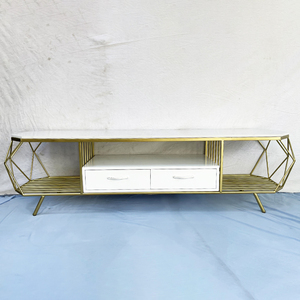 Soporte de TV contemporáneo con revestimiento de mármol y marco dorado KTV68083 - Product Image 5