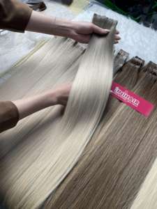 Cutícula alineada 100% Raw Virgin Vietnamita Cabello humano Trama Cinta Extensiones de cabello Colores personalizables Precios al por mayor - Product Image 3