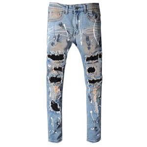 Vente en gros OEM de qualité supérieure personnalisée jean slim pour hommes mince motif extensible pantalon droit long tendance personnalisé pour OEM - Product Image 1