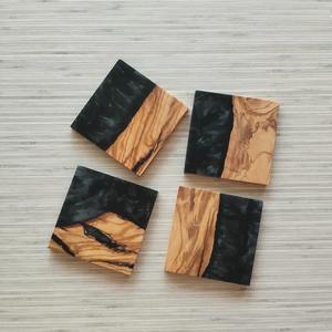 Juego de posavasos de madera de resina hecho a mano, elegante protector interior para bebidas y café y té para mesas para uso en interiores - Product Image 3