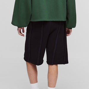 Pantalones cortos holgados hasta la rodilla hechos a medida para hombres 100% algodón French Terry Raw Edges Hip Hop Style Shorts para hombres - Product Image 3