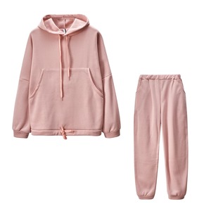 2025 Nueva ropa deportiva informal para hombres y mujeres de talla grande Sudadera con capucha sólida y pantalones 2 en 1 conjunto invierno 100% algodón - Product Image 3