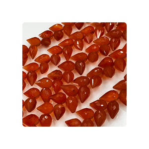 Haute qualité 8 pouces cornaline rouge facettes Briolette larmes gouttes 6mm-9mm perles de pierre de Quartz Premium tous perlés fabrication de bijoux - Product Image 4