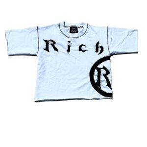 T-shirt femme en coton épais Vintage délavé à l'acide Logo en détresse imprimé pierre surdimensionné court personnalisé noir Design solide - Product Image 4