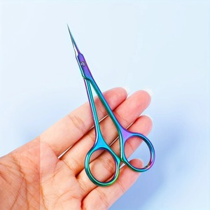 Ciseaux en acier inoxydable de style russe, beige clair, super tranchants, lame coudée, outil de coupe des ongles, outil de beauté - Product Image 1