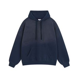 Premium hommes acide lavé dégradé couleur sweats à capuche Logo personnalisé thermique tenue décontracté goutte épaule coton mélangé basiques pour l'hiver - Product Image 3