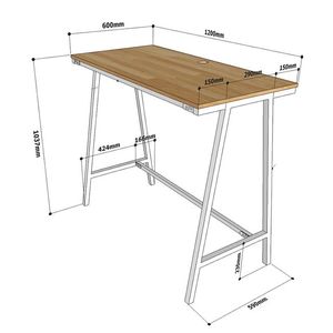 Bureau debout SIBA 120x60x105(cm) cadre en bois de caoutchouc pour bureaux à domicile et salles d'étude BLV040 - Product Image 2