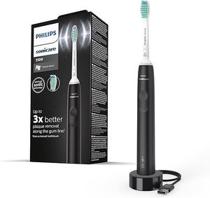 Philips Sonicare 3100 Series <b>Electric</b> <b>Toothbrush</b>, Sonic <b>Toothbrush</b>, <b>Pressure</b> <b>Sensor</b> and Timer, Black, HX3671/14 - Product Image 1