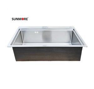 SUNMORE SM 8048G Fregadero de cocina grande hecho a mano de un solo tazón de alta calidad SUS 304 Acero inoxidable Dos agujeros Hecho Vietnam Buen precio - Product Image 1