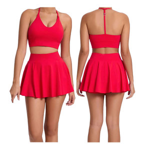 เซ็ตกระโปรงสปอร์ตบราระบายอากาศได้ดีของผู้หญิงชุดบราเล่นกีฬาโยคะระบายอากาศได้ดีมีแรงกระแทกต่ำดีไซน์ใหม่ - Product Image 3