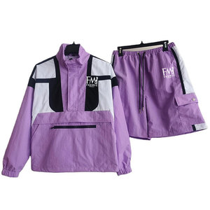 Ropa de calle con cremallera completa, conjuntos de dos piezas cortavientos para conjuntos de estilo de patrón personalizado para hombres - Product Image 1