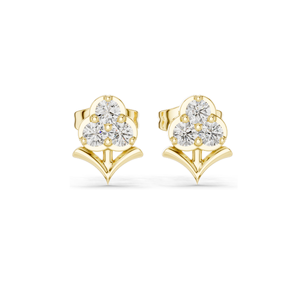 Boucles d'oreilles clous florales en diamant de laboratoire 0,30 CT, diamants CVD VVS-VS EF, or 18 carats, 14 carats, 10 carats et argent 925, rose, jaune, blanc - Product Image 1