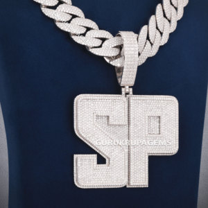 Colgante de diamante de corte brillante redondo VVS Moissanite personalizado cadena cubana joyería de Hip Hop - Product Image 3