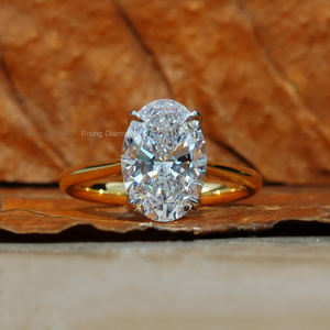 Bague de fiançailles solitaire en diamant de laboratoire ovale de 4,5 carats, or jaune, diamant CVD, clarté VS, certifié IGI, cadeau d'anniversaire - Product Image 1