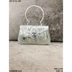 Vintage Brass Rhinestone Clutch Purse for Women Handmade Luxury Lady <b>Handbag</b> with <b>Chains</b> and Straps - Product Image 3