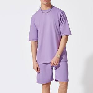 T-shirt tricoté en polyester/coton respirant et décontracté de haute qualité pour hommes ensemble court haut tendance confortable été - Product Image 3