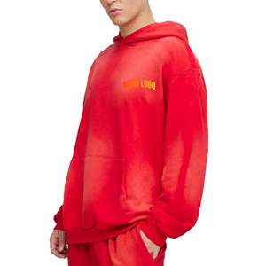 Sudadera con Capucha de Moda para Hombre, Talla Grande, Lavado Desteñido, 100% Algodón, Informal, Holgada, Gruesa - Product Image 1