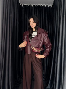 แจ็คเก็ตบอมเบอร์หนังวัวสีน้ำตาลแบบกำหนดเองได้ แฟชั่นสำหรับผู้ชาย กันน้ำ กันลม - Product Image 3