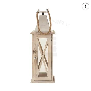 Linterna de madera de diseño americano con mango de metal Decoraciones para el hogar y centros de mesa de boda Candelabros - Product Image 4