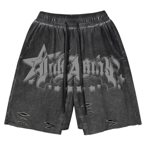 2026 Hot Sale 100% Cotton Acid Wash Black Color Screen Printed Shorts for Men's Custom Stringer Ruff Work Sportswear Shorts - Product Image 1