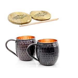 Taza acabada martillada con vaso de mula de Moscú de cobre puro con mango de acero inoxidable para cerveza, vino, taza de cobre para beber - Product Image 6