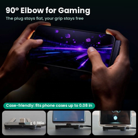 Kabel USB C ke USB C dengan Penyangga Ponsel Lipat 240W 5A PD Pengisian Cepat 90 Derajat Siku Datar Kabel Charger Gaming Berjalin