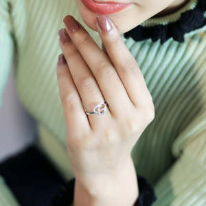 NOVAMART Fine Zarkan Inception Pure <b>Silver</b> Zircon Heart <b>Ring</b> <b>Adjustable</b> Trendy Fashion <b>Rings</b> with Inlay Setting Free Size for En - Product Image 1