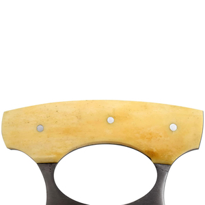 Couteau Ulu compact pour droitiers avec lame en acier Damas incurvée durable, manche en bois, lavable au lave-vaisselle pour une découpe rapide en cuisine - Product Image 6