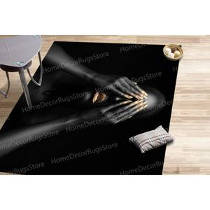 Alfombra Estampada: Diseño Étnico de Mujer Africana, Alfombra de Lujo para Sala de Estar, Alfombra de Chenilla - Product Image 2