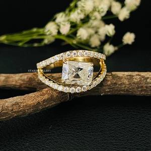 14K แหวนเพชรโมอิส1.75ไลท์สีทองใสสำหรับงานหมั้นเพชรโมอิสซาไนต์ - Product Image 1