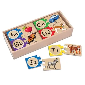 Selbst korrigieren des Alphabet Holz puzzles mit Aufbewahrung sbox 52 Stück ABC Puzzles Holz Alphabet Puzzle