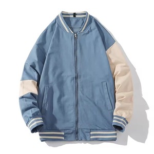 Chaqueta de Béisbol Informal Simple con Parches de Primavera, Chaqueta Vintage con Cremallera, Chaqueta Universitaria Holgada Personalizada para Hombre - Product Image 6