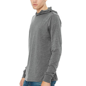 Bella แคนวาสสำหรับผู้ชาย, เสื้อยืดผ้าฝ้ายแขนยาวเสื้อมีฮู้ดสีเทา - Product Image 5