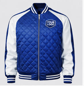 Blouson Teddy matelassé personnalisé OEM pour homme – Veste bomber de baseball légère rembourrée, imperméable, brodée sur le devant – Vente en gros - Product Image 1