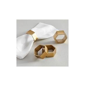 Anillo de servilleta de Metal con forma hexagonal, soporte de servilleta hecho a mano de alta calidad, chapado en oro, Decoración de mesa, anillo de servilleta de lujo - Product Image 4