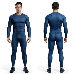High Elastic Performance Fabric Flatlock Seams Custom Design OEM ODM Custom Sportswear Spandex/Nylon Men Rash Guard Set UPF50+ - Product Image 4