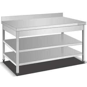 Plan de travail en acier inoxydable à trois niveaux 201 304 facile à nettoyer, table de cuisine commerciale pour les services alimentaires et la restauration - Product Image 1