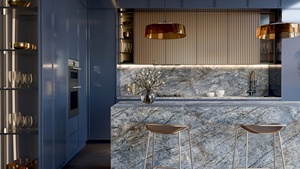 แผ่นควอตซ์พิมพ์ลาย Kalsedon สำหรับเคาน์เตอร์ครัวและท็อปโต๊ะเครื่องแป้ง หนา 2 ซม. 3 ซม. หินขัดเงา สำหรับโครงการก่อสร้างภายในเชิงพาณิชย์ - Product Image 5