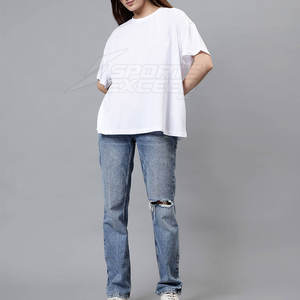 Camiseta de Verano para Mujer, Diseño Nuevo, Holgada, de Manga Corta, Informal, 100% Algodón, Transpirable, Color Personalizado - Product Image 2