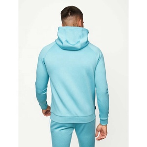 Personnalisable vente en gros de survêtements d'entraînement de gymnastique pour hommes ensemble de survêtements de jogging à capuche zippé coupe ajustée logo personnalisable gris - Product Image 4